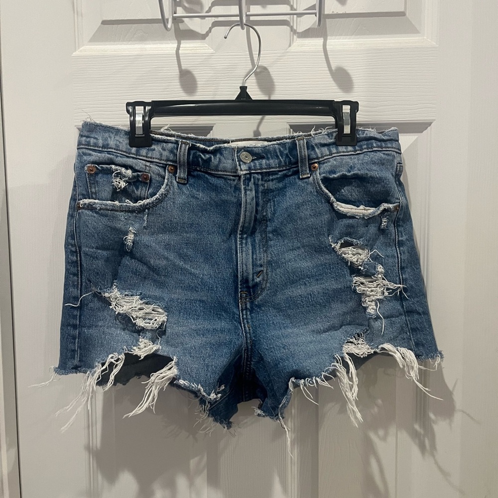Abercrombie & Fitch Blue Distressed Jean Shorts